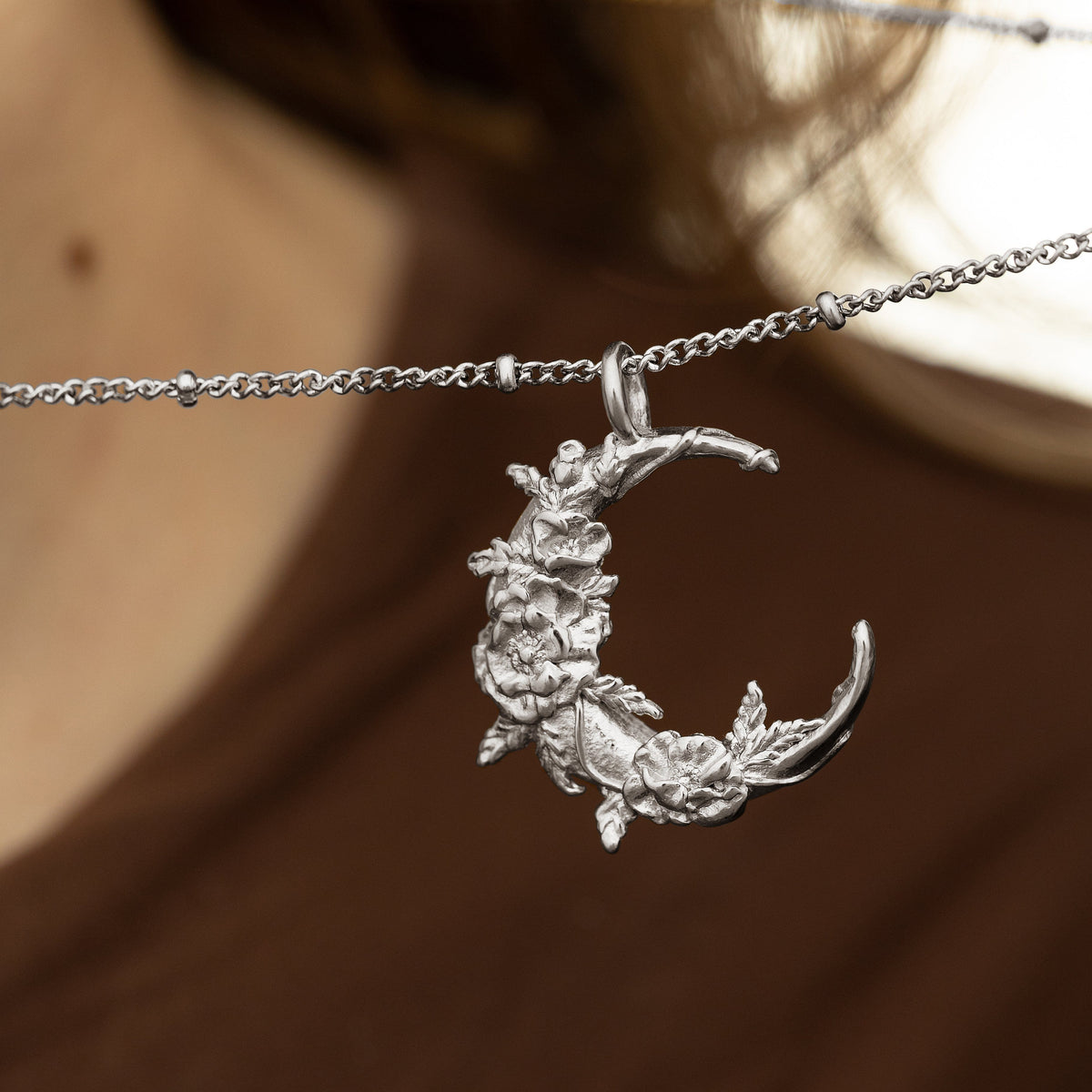Palestine Poppy Crescent Necklace